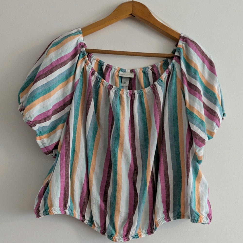 Ava & Viv Colorful Striped Crop Top Size 2X